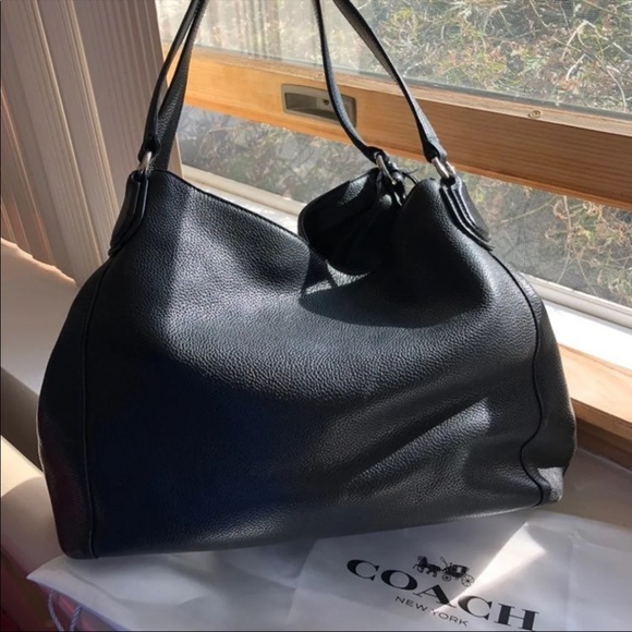Coach Black Leather Edie 31 Tote - Picture 2 of 10